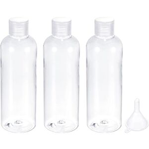 PATIKIL 200ml 48x130mm Clear Travel Bottles Set, 3in1 Set Squeeze Bottle with Funnel for Shampoo Lotion Cream Soap