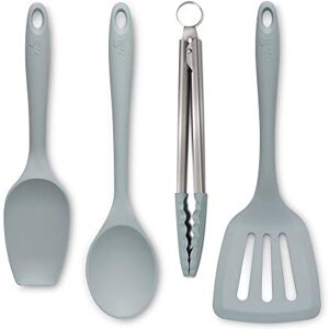 Zeal JSET40B Non-Stick Silicone Cooking Tongs, Turner, Spatula Spoon & Cooks Spoon 4-Piece Set-Duck Egg Blue Zeal JSET40B Non-Stick Silicone Cooking Tongs, Turner, Spatula Spoon & Cooks Spoon 4-Piece Set-Duck Egg Blue