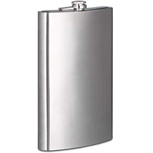 Relaxdays XXL Stainless Steel, Travel Hip Flask with 1.8L Volume Capacity, Classic Design, Barware, Silver, 29 x 18 x 5 cm Relaxdays XXL Stainless Steel, Travel Hip Flask with 1.8L Volume Capacity, Classic Design, Barware, Silver, 29 x 18 x 5 cm