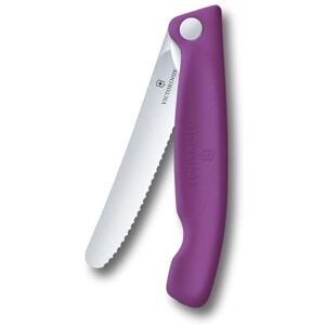 Victorinox Swiss Classic Foldable Picnic Knife for Hiking, Fruit, Vegetables, Bread Rolls, Sausage, Serrated Edge, Extra Sharp, Violet Victorinox Swiss Classic Foldable Picnic Knife for Hiking, Fruit, Vegetables, Bread Rolls, Sausage, Serrated Edge, Extra Sharp, Violet