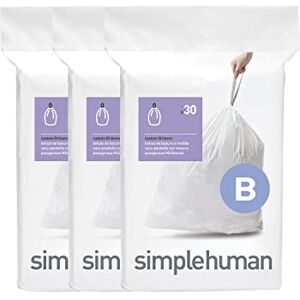 simplehuman CW0251 code B Custom Fit Bin Liner Bulk Pack, White Plastic (3 Pack of 30, Total 90 Liners) simplehuman CW0251 code B Custom Fit Bin Liner Bulk Pack, White Plastic (3 Pack of 30, Total 90 Liners)