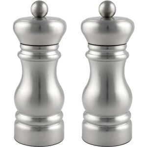 Grunwerg SP-6610SS Gmill 2-Piece Stainless Steel Salt and Pepper Mill Set with Ceramic Adjustable Grinder, Traditional Design, 11cm, Satin Finish Grunwerg SP-6610SS Gmill 2-Piece Stainless Steel Salt and Pepper Mill Set with Ceramic Adjustable Grinder, Traditional Design, 11cm, Satin Finish