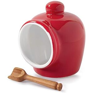 WM Bartleet & Sons 1750 T345R Traditional Porcelain Small Pig with Wooden Salt Serving Spoon-Red,9cm WM Bartleet & Sons 1750 T345R Traditional Porcelain Small Pig with Wooden Salt Serving Spoon-Red,9cm