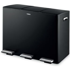 Tower 45L Black Recycling Pedal Bin - Recycling Bin Tower 45L Black Recycling Pedal Bin - Recycling Bin