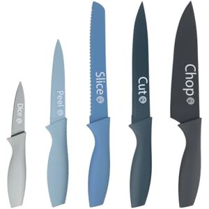 MasterChef Knife Set of 5 Kitchen Knives for Cooking (Paring, Utility, Bread, Carving & Chef Knives), Professional Sharp Stainless Steel, Non Stick Blades & Soft Touch Handles, Nordic, 5 Piece MasterChef Knife Set of 5 Kitchen Knives for Cooking (Paring, Utility, Bread, Carving & Chef Knives), Professional Sharp Stainless Steel, Non Stick Blades & Soft Touch Handles, Nordic, 5 Piece
