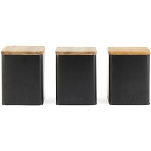 Salter BW12898EU7 Toronto 3-Piece Canister Set – Tea, Coffee, Sugar Storage Canisters, Powder-Coated Matt Finish, Acacia Wood Lids, Easy Clean, Space Saving Jars, Long Lasting Freshness, Black Salter BW12898EU7 Toronto 3-Piece Canister Set – Tea, Coffee, Sugar Storage Canisters, Powder-Coated Matt Finish, Acacia Wood Lids, Easy Clean, Space Saving Jars, Long Lasting Freshness, Black