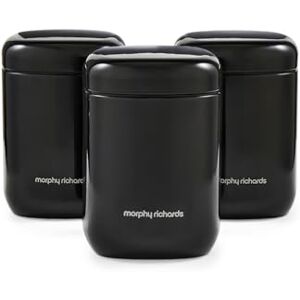 Morphy Richards Equip Set 3 Storage Canisters, 15.5x10cm, 3 Pack Durable Carbon and Stainless Steel Set, Airtight Lid, Versatile Suitable Tea, Coffee, Sugar, Pasta, Dry Foods, Black, 830001 Morphy Richards Equip Set 3 Storage Canisters, 15.5x10cm, 3 Pack Durable Carbon and Stainless Steel Set, Airtight Lid, Versatile Suitable Tea, Coffee, Sugar, Pasta, Dry Foods, Black, 830001