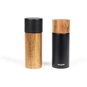 Salter BW12068EU7 Toronto Salt & Pepper Mill Set – Wooden Seasoning Grinders for Salt & Whole Peppercorns, Ceramic Grinding Mechanism, Spice Mills with Adjustable Coarseness, Acacia Wood, Black Salter BW12068EU7 Toronto Salt & Pepper Mill Set – Wooden Seasoning Grinders for Salt & Whole Peppercorns, Ceramic Grinding Mechanism, Spice Mills with Adjustable Coarseness, Acacia Wood, Black
