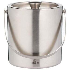 Viners Barware Silver Stainless Steel Double Wall Ice Bucket, 1.5L Viners Barware Silver Stainless Steel Double Wall Ice Bucket, 1.5L