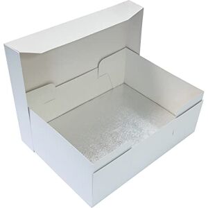 Culpitt 18" x 14" Cake Board & White Cake Box Combo 5 Pack Oblong Silver Fern Cake Drum With Matching Box, 0.5'' (13mm) Thick, 457 x 355mm, Rectangular Cake Transport Set Pack Of 5 Culpitt 18" x 14" Cake Board & White Cake Box Combo 5 Pack Oblong Silver Fern Cake Drum With Matching Box, 0.5'' (13mm) Thick, 457 x 355mm, Rectangular Cake Transport Set Pack Of 5