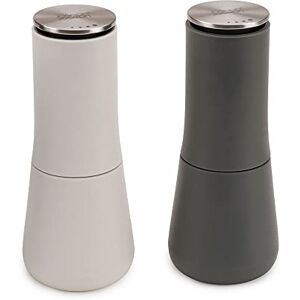 Joseph Joseph Milltop Non-Spill Salt and Pepper Mill Set Refillable with Ceramic Grinding, White/Grey, 24 Joseph Joseph Milltop Non-Spill Salt and Pepper Mill Set Refillable with Ceramic Grinding, White/Grey, 24