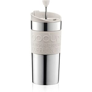 Bodum Travel Press Set Coffee Maker with Extra Lid, Vacuum, Small, 0.35 Litre/ 12 oz, Off White Bodum Travel Press Set Coffee Maker with Extra Lid, Vacuum, Small, 0.35 Litre/ 12 oz, Off White