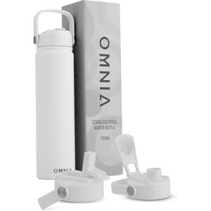Omnia Vacuum Insulated Stainless Steel Water Bottle, 2 Lids (Straw & Spout) Leakproof, BPA-Free, Reusable Flask, Hot & Cold Thermos for Sports, Gym, Travel, Outdoors (White, 750ML) Omnia Vacuum Insulated Stainless Steel Water Bottle, 2 Lids (Straw & Spout) Leakproof, BPA-Free, Reusable Flask, Hot & Cold Thermos for Sports, Gym, Travel, Outdoors (White, 750ML)