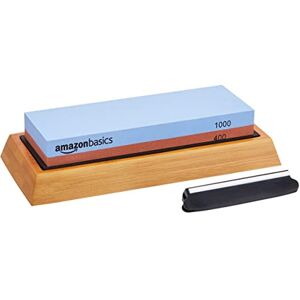 Amazon Basics Knife Sharpening Whetstone, Dual Sided 400/1000 Grit Sharpening Stone with Non-Slip Bamboo Base, 18.03 x 6.1 x 2.79 cm, Blue & Red Amazon Basics Knife Sharpening Whetstone, Dual Sided 400/1000 Grit Sharpening Stone with Non-Slip Bamboo Base, 18.03 x 6.1 x 2.79 cm, Blue & Red