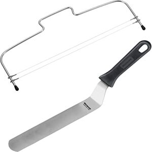 Westmark 1 Cake Base Divider with 2 Serrated Cutting Wires + 1 Angled Palette, 39.5 cm, Stainless Steel, Length: 32 cm, Simplex Duo, Silver/Black, 716022E9 Westmark 1 Cake Base Divider with 2 Serrated Cutting Wires + 1 Angled Palette, 39.5 cm, Stainless Steel, Length: 32 cm, Simplex Duo, Silver/Black, 716022E9