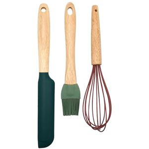 Zenker Christmas Silicone Baking Set, 1 x Spatula, 1 x Whisk, 1 x Pastry Brush, Non-Stick Non-Scratch Silicone Function Heads with Wooden Handles, Festive Colours Green & Red Zenker Christmas Silicone Baking Set, 1 x Spatula, 1 x Whisk, 1 x Pastry Brush, Non-Stick Non-Scratch Silicone Function Heads with Wooden Handles, Festive Colours Green & Red