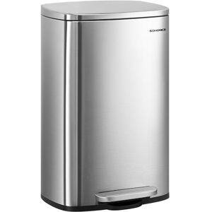 SONGMICS Kitchen Bin 13 Gallon (50 L), Pedal Rubbish Bin, Soft Close, Step-On Pedal, Steel, Inner Bucket, Silver LTB050E01 SONGMICS Kitchen Bin 13 Gallon (50 L), Pedal Rubbish Bin, Soft Close, Step-On Pedal, Steel, Inner Bucket, Silver LTB050E01