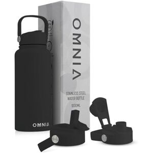 Omnia Vacuum Insulated Stainless Steel Water Bottle, 2 Lids (Straw & Spout) Leakproof, BPA-Free, Reusable Flask, Hot & Cold Thermos for Sports, Gym, Travel, Outdoors (Black, 1000ML) Omnia Vacuum Insulated Stainless Steel Water Bottle, 2 Lids (Straw & Spout) Leakproof, BPA-Free, Reusable Flask, Hot & Cold Thermos for Sports, Gym, Travel, Outdoors (Black, 1000ML)