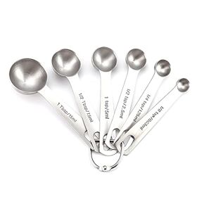 GAILY YOUTH Measuring Spoon Stainless Steel Measuring Spoons Set 7 Pcs, Measuring Tablespoon with Metric and US Standard Markings for Measuring Liquid and Dry Seasoning (Silver)