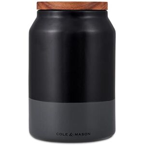 Cole & Mason Hinxton Black/Grey Medium Food Storage Jar with Lid, Counter Top Kitchen Organisation, Cupboard Storage Container, Space Saving Food Container Ceramic/Acacia/Silicone, (H)172mmx(D)110mm Cole & Mason Hinxton Black/Grey Medium Food Storage Jar with Lid, Counter Top Kitchen Organisation, Cupboard Storage Container, Space Saving Food Container Ceramic/Acacia/Silicone, (H)172mmx(D)110mm
