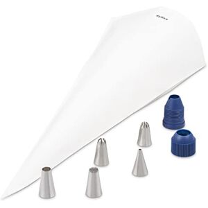 Zyliss E980215 Piping Bag Kit, Cotton/Stainless Steel, Pipe Icing/Cake Decoration/Frosting/Pastry Filling, Reusable Cotton Bag, Includes 5 x Different Styled Nozzles Zyliss E980215 Piping Bag Kit, Cotton/Stainless Steel, Pipe Icing/Cake Decoration/Frosting/Pastry Filling, Reusable Cotton Bag, Includes 5 x Different Styled Nozzles