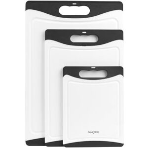 Salter 3-Piece Plastic Chopping Board Set – Set of 3 Double-Sided Cutting Boards, Non-Slip, Easy to Clean, Dishwasher Safe, Food Preparation, Small, Medium, & Large, Meat & Vegetables, Black/White Salter 3-Piece Plastic Chopping Board Set – Set of 3 Double-Sided Cutting Boards, Non-Slip, Easy to Clean, Dishwasher Safe, Food Preparation, Small, Medium, & Large, Meat & Vegetables, Black/White