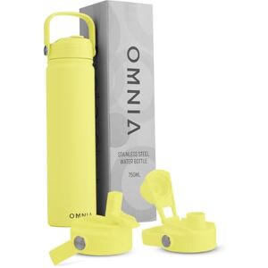 Omnia Vacuum Insulated Stainless Steel Water Bottle, 2 Lids (Straw & Spout) Leakproof, BPA-Free, Reusable Flask, Hot & Cold Thermos for Sports, Gym, Travel, Outdoors (Mellow Yellow, 750ML) Omnia Vacuum Insulated Stainless Steel Water Bottle, 2 Lids (Straw & Spout) Leakproof, BPA-Free, Reusable Flask, Hot & Cold Thermos for Sports, Gym, Travel, Outdoors (Mellow Yellow, 750ML)