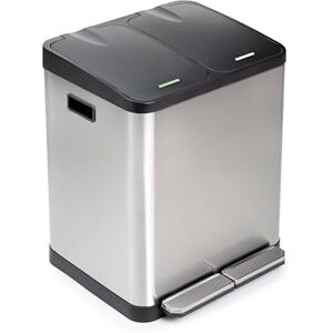 Emuca Recycling containers, Waste Separation System, Pedal bin with 2 x15-litre compartments, stainless steel Emuca Recycling containers, Waste Separation System, Pedal bin with 2 x15-litre compartments, stainless steel
