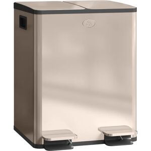HOMCOM Dual Kitchen Bin, 2 x 20L Stainless Steel Double Rubbish Bin with Soft Close Lid, Removable Inner Buckets, Fingerprint-Proof for Recycling and Waste, Gold Tone HOMCOM Dual Kitchen Bin, 2 x 20L Stainless Steel Double Rubbish Bin with Soft Close Lid, Removable Inner Buckets, Fingerprint-Proof for Recycling and Waste, Gold Tone