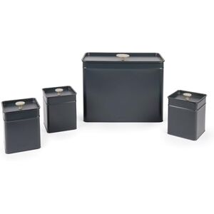 Salter Marino Storage Canister Set – 4-Piece Kitchen Containers, Bread Bin/Tea/Coffee/Sugar Tin, Square Countertop Organiser Caddy Boxes, Easy Clean, Keep Food Fresh, Blue Grey Salter Marino Storage Canister Set – 4-Piece Kitchen Containers, Bread Bin/Tea/Coffee/Sugar Tin, Square Countertop Organiser Caddy Boxes, Easy Clean, Keep Food Fresh, Blue Grey