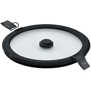 RÖSLE FLEXX 2GO Vacuum Lid 1.4 L Round with Clips, Safety Glass with Silicone Edge and Vacuum Valve, Aroma-tight, Transparent/Black RÖSLE FLEXX 2GO Vacuum Lid 1.4 L Round with Clips, Safety Glass with Silicone Edge and Vacuum Valve, Aroma-tight, Transparent/Black