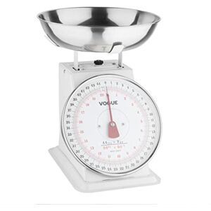 Vogue Traditional Kitchen Scales with Bowl, White, Capacity: 20 kg/44 lbs, Large Removable Pan, Mechanical Kitchen Weighing Scales, Heavy Duty Kitchen Scales, F176 Vogue Traditional Kitchen Scales with Bowl, White, Capacity: 20 kg/44 lbs, Large Removable Pan, Mechanical Kitchen Weighing Scales, Heavy Duty Kitchen Scales, F176