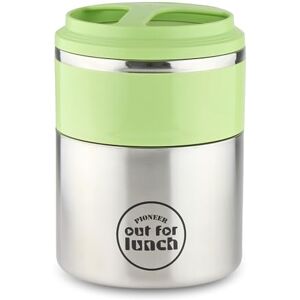 Pioneer Vacuum Insulated Lunch Box 2 Tier, Leak-Proof Food/Soup Flask with Extra Wide Opening and 2 Compartments, 4 Hours Hot 8 Hours Cold, 18/10 Stainless Steel Green, 1.5 Litre Pioneer Vacuum Insulated Lunch Box 2 Tier, Leak-Proof Food/Soup Flask with Extra Wide Opening and 2 Compartments, 4 Hours Hot 8 Hours Cold, 18/10 Stainless Steel Green, 1.5 Litre