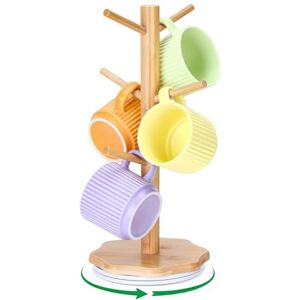 Euqvunn 360° Rotating Mug Tree, Kitchen Countertops Coffee Cup Holder, Sturdy Petal Wooden Base Cup Stand, Mug Stand Holder for Coffee Bar Home Office, Storage Rack with 6 Hooks Wood Euqvunn 360° Rotating Mug Tree, Kitchen Countertops Coffee Cup Holder, Sturdy Petal Wooden Base Cup Stand, Mug Stand Holder for Coffee Bar Home Office, Storage Rack with 6 Hooks Wood