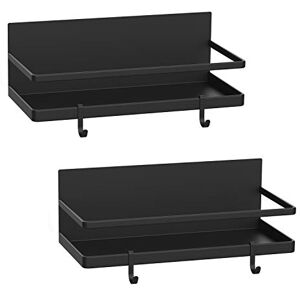 Thipoten Magnetic Spice Rack, Strong Magnetic Shelf with 2 Removable Hooks, Perfect Space Saver for Small Kitchen/Apartment, Awesome Metal Cabinet for Holding Spices, Jars, Bottle, Beve(Black, 2Pack) Thipoten Magnetic Spice Rack, Strong Magnetic Shelf with 2 Removable Hooks, Perfect Space Saver for Small Kitchen/Apartment, Awesome Metal Cabinet for Holding Spices, Jars, Bottle, Beve(Black, 2Pack)