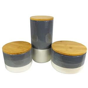 Leaf Ceramic Storage Jars Kitchen Canisters with Lids, Mixed Materials, Grey, 12cm/14.5cm/20cm Leaf Ceramic Storage Jars Kitchen Canisters with Lids, Mixed Materials, Grey, 12cm/14.5cm/20cm