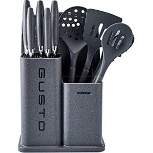 KARACA Gusto 12-Piece Knife Service Chopping Board Set, Grey, Chefs for The Most Delicious Dishes, Stylish, Special Stand, Saves Space, Durable Chopping Board KARACA Gusto 12-Piece Knife Service Chopping Board Set, Grey, Chefs for The Most Delicious Dishes, Stylish, Special Stand, Saves Space, Durable Chopping Board