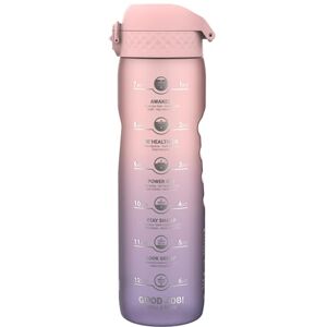 Ion8 1 Litre Water Bottle with Times to Drink, Leak Proof, Flip Lid, Carry Handle, Dishwasher Safe, BPA Free, Soft Touch Contoured Grip, Ideal for Gym, Health and Fitness, 32 oz, Purple & Rose Ion8 1 Litre Water Bottle with Times to Drink, Leak Proof, Flip Lid, Carry Handle, Dishwasher Safe, BPA Free, Soft Touch Contoured Grip, Ideal for Gym, Health and Fitness, 32 oz, Purple & Rose