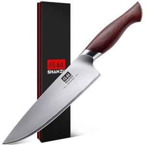 Shan Chef Knife 8 Inch, High Carbon Japanese 10Cr15Mov Stainless Steel Kitchen Knife, Professional Cooking Knife, Ultra Sharp Japanese Knife with Ergonomic Pakkawood Handle Shan Chef Knife 8 Inch, High Carbon Japanese 10Cr15Mov Stainless Steel Kitchen Knife, Professional Cooking Knife, Ultra Sharp Japanese Knife with Ergonomic Pakkawood Handle