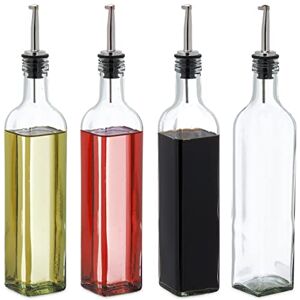 Relaxdays Oil and Vinegar Dispenser Set, 4 Glass Bottles, 500 ml, Pourer, Vinaigrette & Dressing, Transparent, 33 x 5.5 x 5.5 cm Relaxdays Oil and Vinegar Dispenser Set, 4 Glass Bottles, 500 ml, Pourer, Vinaigrette & Dressing, Transparent, 33 x 5.5 x 5.5 cm