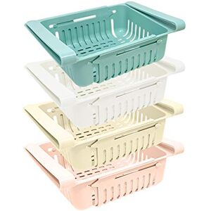 joeji's Kitchen Joejis Set of 4 Fridge Organizer Rack Inserts, Plastic Fridge Storage Containers, Retractable Fridge Organisers (Blue, White, Pink, Beige) joeji's Kitchen Joejis Set of 4 Fridge Organizer Rack Inserts, Plastic Fridge Storage Containers, Retractable Fridge Organisers (Blue, White, Pink, Beige)