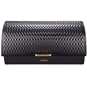 Tower T826090BLK Empire Roll Top Bread Bin, Stainless Steel, Black and Brass, One Size Tower T826090BLK Empire Roll Top Bread Bin, Stainless Steel, Black and Brass, One Size