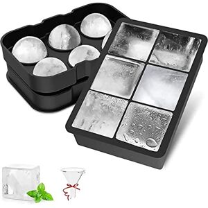 LUCKEA Silicone Ice Cube Tray (Set of 2), Large Ice Cube Moulds & Ice Ball Maker with Funnel, Easy Release, Reusable BPA Free Ice Tray for Whiskey, Cocktails, Baby Food, Craft, Homemade, Black LUCKEA Silicone Ice Cube Tray (Set of 2), Large Ice Cube Moulds & Ice Ball Maker with Funnel, Easy Release, Reusable BPA Free Ice Tray for Whiskey, Cocktails, Baby Food, Craft, Homemade, Black