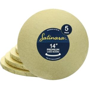 Satinara Cake Boards Gold 5 Pack 14" Cake Drums, Pale Gold Foil Covered, 12mm Thick 14 inch (Pack of 5) Satinara Cake Boards Gold 5 Pack 14" Cake Drums, Pale Gold Foil Covered, 12mm Thick 14 inch (Pack of 5)