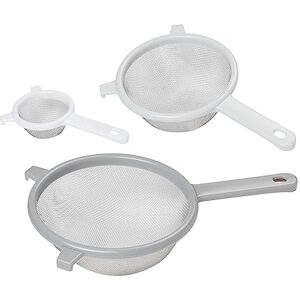 Tala Kitchen Sieve Set, Plastic Handle Straining Sieves Measuring 8cm, 15cm and 18cm with stablising Hooks, Fine Stainless Steel which is Perfect for Sifting and Rinsing Foods Tala Kitchen Sieve Set, Plastic Handle Straining Sieves Measuring 8cm, 15cm and 18cm with stablising Hooks, Fine Stainless Steel which is Perfect for Sifting and Rinsing Foods