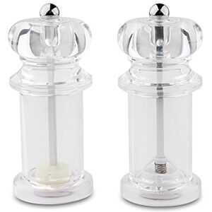Grunwerg Salt and Pepper Mill 2 Piece Set, Non-Corrosive Ceramic Gears, 14cm Acrylic Clear, 6 x 6 x 14 cm Grunwerg Salt and Pepper Mill 2 Piece Set, Non-Corrosive Ceramic Gears, 14cm Acrylic Clear, 6 x 6 x 14 cm