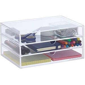 Relaxdays Plastic Organiser Box, Three Drawers, Acrylic, Storage, Compartments, HxWxD: 11.5x23.5x16.5 cm, Transparent, 11.5 x 23.5 x 16.5 cm Relaxdays Plastic Organiser Box, Three Drawers, Acrylic, Storage, Compartments, HxWxD: 11.5x23.5x16.5 cm, Transparent, 11.5 x 23.5 x 16.5 cm