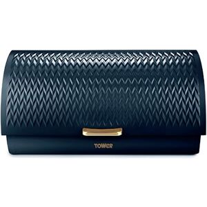 Tower Empire Roll Top Bread Bin, Stainless Steel, Midnight Blue and Brass Tower Empire Roll Top Bread Bin, Stainless Steel, Midnight Blue and Brass