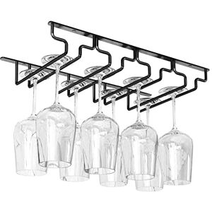 Uten Wine Glass Rack Under Cabinet Wine Glass Holder Iron Stemware Rack Glasses Storage Hanger Metal Organizer for Bar Kitchen Black(4 Rows) Uten Wine Glass Rack Under Cabinet Wine Glass Holder Iron Stemware Rack Glasses Storage Hanger Metal Organizer for Bar Kitchen Black(4 Rows)
