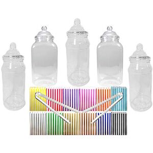 5 x 1L Jars, 2 Tongs, 50 Candy Stripe Bags Vintage Victorian Pick & Mix Sweet Shop Candy Buffet Kit Party Pack (Aqua) 5 x 1L Jars, 2 Tongs, 50 Candy Stripe Bags Vintage Victorian Pick & Mix Sweet Shop Candy Buffet Kit Party Pack (Aqua)